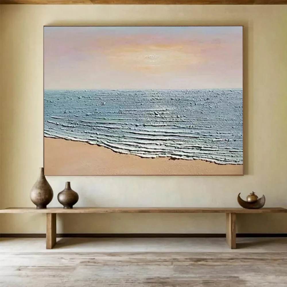 Seashore Original Living Coastal Abstract Wall Art K38U6